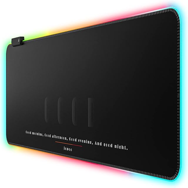 jopoo Large RGB Gaming Mouse Mat Pad, LED Keyboard Mouse Mat Non-Slip Rubber Base for Macbook, PC, Office Desk, 800 x300 x4 mm