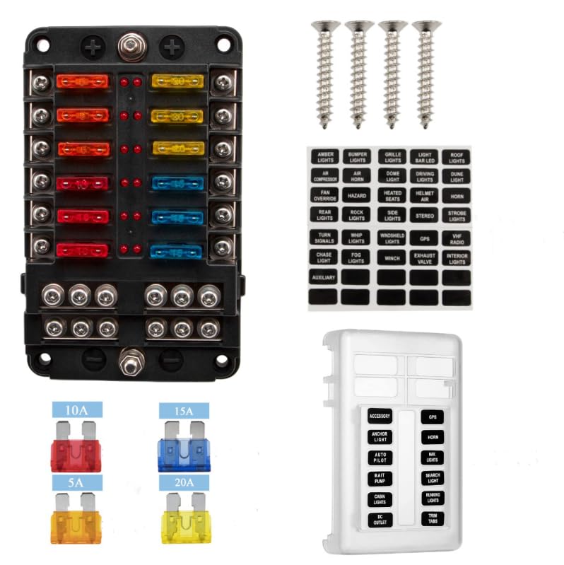 Effitnee 12V Fuse Box with Damp Proof Cover - Image 2
