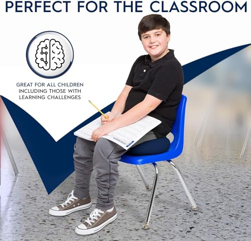 Image of Bouncyband - Wiggle Seat - 10 Pack - Blue, 13 inch D - Large Sensory Cushion for Kids Ages 6-18+ - Promotes Active Learning, Improves Student Productivity, Includes Easy-Inflation Pump