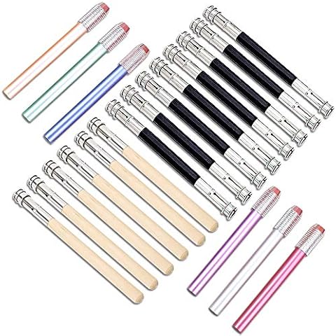 FULANDL 20Pcs Pencil Extenders, Pencil Lengthener, Including Wooden Handle Aluminum Assorted Colors Adjustable Dual Head Pencil Extender Holder, School Office Art Write Tool Cover