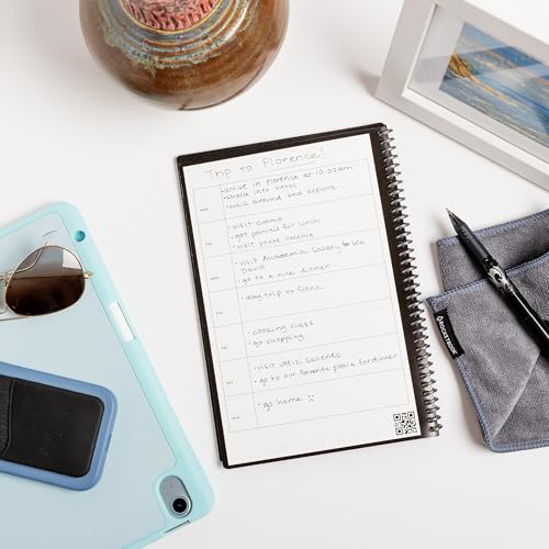 Image of Rocketbook Fusion Smart Reusable Notebook - Calendar, To-Do Lists, and Note Template Pages with 1 Pilot Frixion Pen & 1 Microfiber Cloth Included - Midnight Blue Cover, Executive Size (6 inch x 8.8 inch)