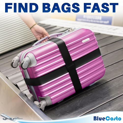 Image of Luggage Straps for Suitcases - TSA Approved - Black, 4 PK - Premium Nylon Belts for Suitcase, Briefcase & Travel Bag - Adjustable Strap Length 46 inch - 78 inch