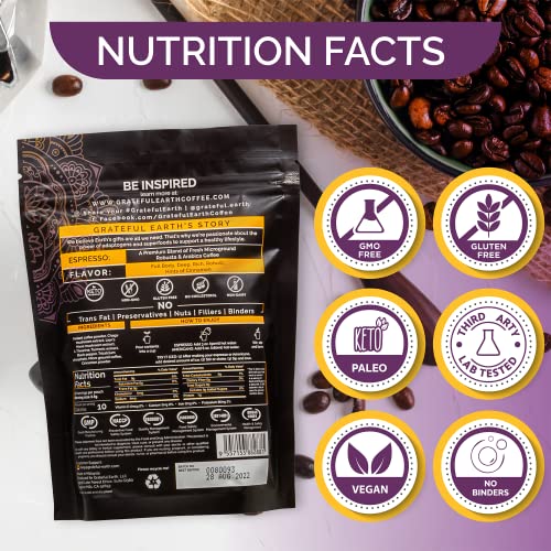 Grateful Earth: Super Brain Blend Instant Gourmet Espresso - Instant Black Coffee With Nootropics - 2 Packs (40 Packets) - Microground Robusta And Arabica Coffee With Turmeric,Cinnamon,Black Pepper,2.4 Ounce (Pack Of 2) #TOP1