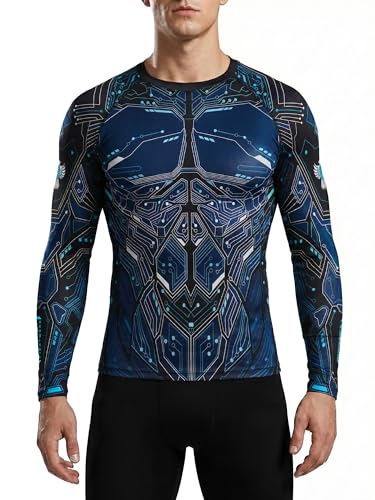 Rashguard Cybermagnetic Raven Fightwear bleu L pour combat MMA et BJJ