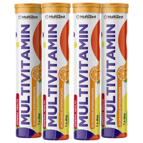 Effervescent Multivitamins - High Strength Multivitamin Tablets - Complete One a Day Supplements for Men & Women - 20 Per Tube (Pack of 4)