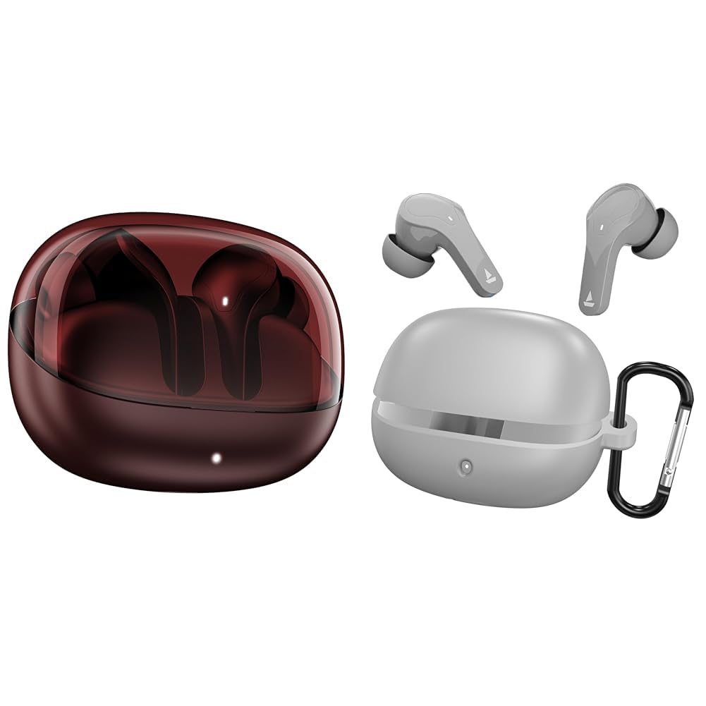 boAt Airdopes Plus 311 (2025 Launch), Glass Design, Dual Mics ENx, Fast Charge, 50 Hrs Battery, TWS Ear Buds Wireless Earphones with mic (Crimson Red) with Sounce Aidop Cover-picture-11