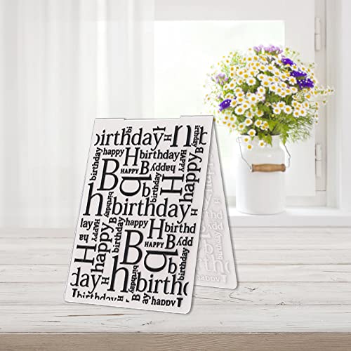 3-D Textured Impressions Background Embossing Folder, Happy Birthday Words Pattern Plastic Embossing Folder Template For Card Making Scrapbooking Paper Craft Album Stamps Diy Décor #TOP4