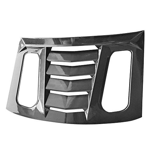 IKON MOTORSPORTS, Rear Window Louver Compatible with 2016-2024 Chevy Camaro, Carbon Fiber Print Sun Shade Cover Windshield Scoop, 2017 2018 2019