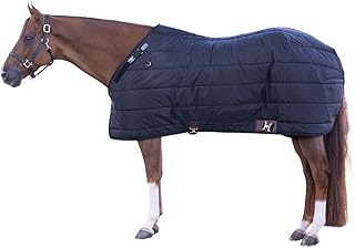 Adjusta Fit V-Free Dura-Nylon Horse Stable Blanket | 420D Dura-Nylon Outer | Horse Turnout Blanket with Adjustable Leg Straps | Midweight Insulation Horse Blankets | Size 78 | Color Black