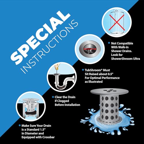 TubShroom the Revolutionary Tub Drain Protector Hair Catcher/Strainer/Snare, Gray (TSGRA454) - Thumbnail 7