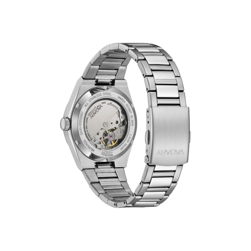Citizen Vagary by Montre homme automatique G.Matic 101 IX3-611-51 | Boîtier en acier 38 mm | Cadran noir à rayures avec date | Mécanique à vue | Plongeur 10 ATM