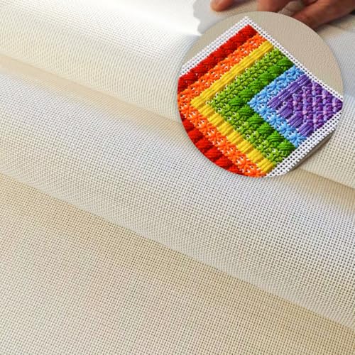 Needlepoint Canvas, 13-Mesh, 20" X 17", Beige Needlepoint Canvas Embroidery Blank White Cloth (1)