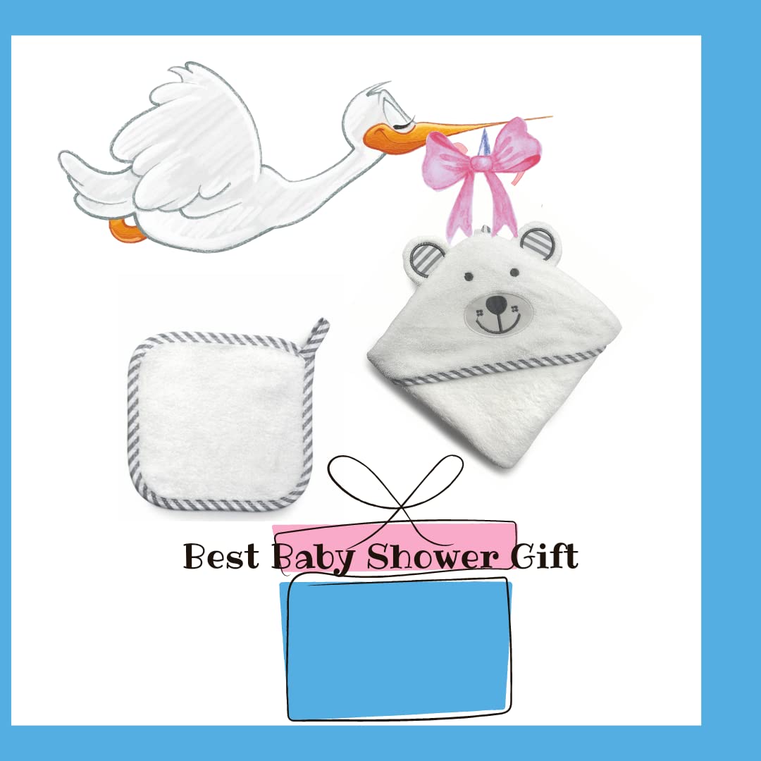 Asciugamano per bambini in bambù, XL, con cappuccio, set completo con guanto da bagno, funziona alla grande come asciugamano per neonati o asciugamano per neonati, perfetto per lista dei bambini e