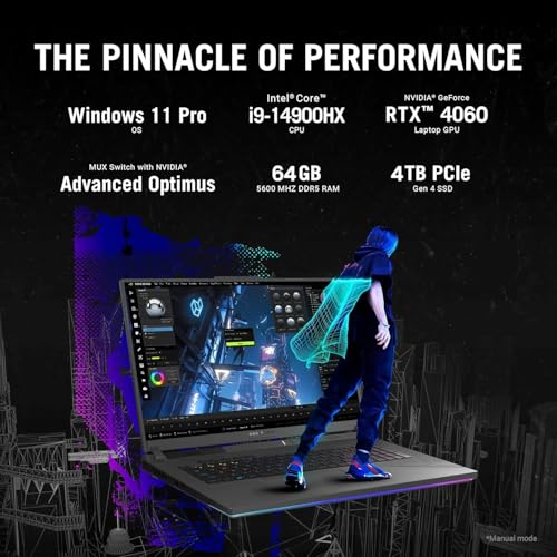 Image of ASUS ROG Strix G18 2024-18 inch 2.5K 240Hz Gaming Laptop, Intel 24-Core i9-14900HX, NVIDIA GeForce RTX 4060, 32GB DDR5, 1TB SSD, RGB Backlit Keyboard, WiFi6E, Windows 11 Pro & Lifetime Microsoft Office