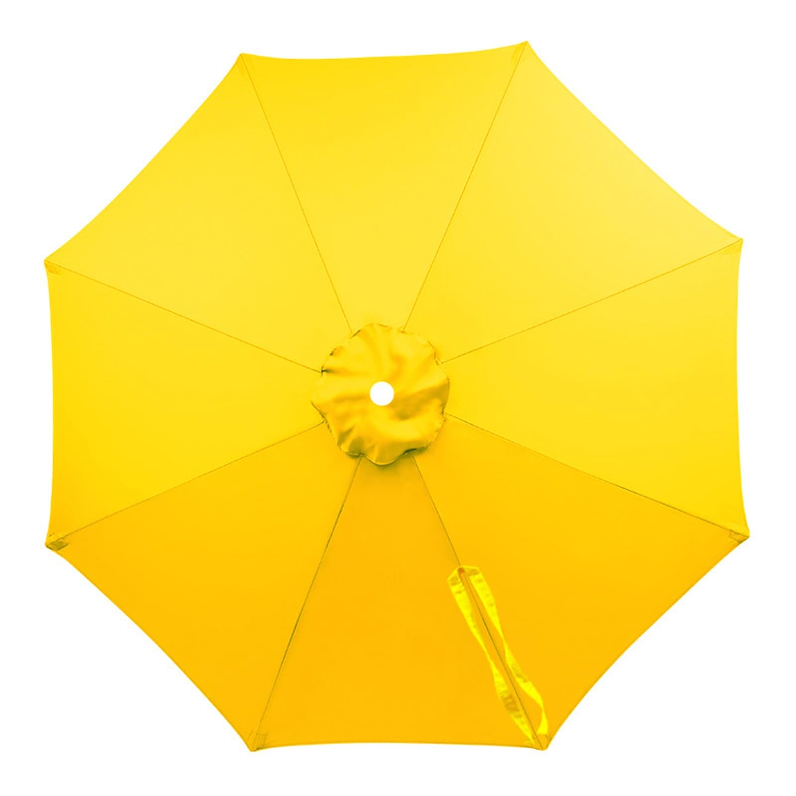 ksxnkhk Replacement Canopy for Round Parasols 2/2.3/2.7/3/4m Fabric for 6, 8 Ribs Waterproof UV Protection Awning Replacement Thickened Polyester (Yellow, 3m - 6 Ribs)