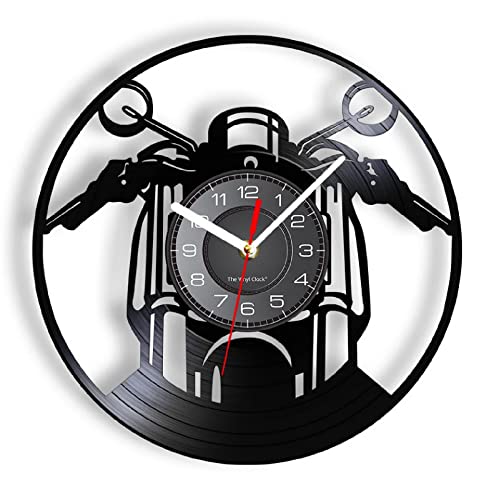 XUSANSHI 30cm Orologio Orologio da parete con disco in vinile da motocicletta Orologio da parete con motore a paletta per auto da trasporto realizzato in vero disco in vinile Vivid Hanging Decor