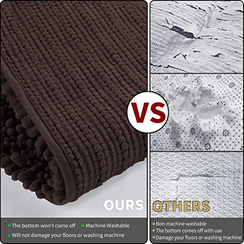 Yimobra 3-teiliges Badezimmerteppich-Set, Shaggy-Chenille-Badteppich 24 x 17 cm + extra saugfähige Badematte 31,5 x 19,8… – Bild 5