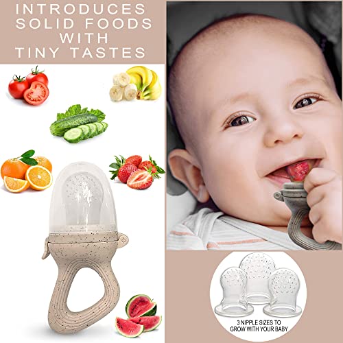 Kidsco. Baby Food Feeder Pacifier Set 2 Pcs | Baby Fruit Feeder Teething Pacifier | Food Grade Silicone Infant Food Feeder For Babies | Bpa Free | 2 Extra Silicone Nipples #TOP4