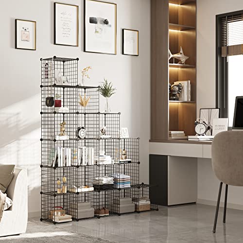 C&Ahome Wire Cube Storage, 20-Cube Organizer Metal, Wire C Grids Storage, Storage Bins Shelving, Modular Bookshelf Shelf, Closet Cabinet Ideal For Home, 48.4”L X 12.4”W X 60.6”H Black Uwcsm20B #TOP3
