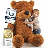 Feluna® Riesen Teddybär XXL 120 cm, Kuschelbär Dunkelbraun mit Schleife