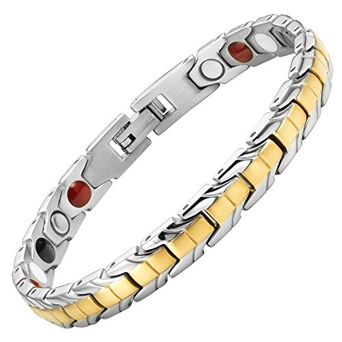 Willis Judd Womens Strong Titanium Magnetic Therapy Bracelet for Arthritis Pain Relief Size Adjusting Tool and Gift Box Included