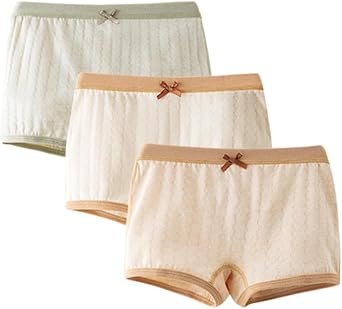 Girls Organic Cotton Underwear Briefs Toddler Boyshort Soft Breathable Hipster Panties 3-Pack for 3-13 Years