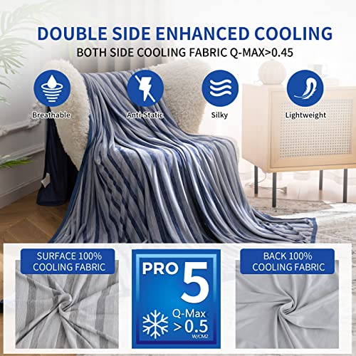 Auemtyn Cooling Blankets For Hot Sleepers,Throw Blanket With Double Side Enhanced Cooling Effect,Japanese Q-Max>0.5 Lightweight Breathable Summer Blankets For Bed, Couch,Sofa(60"X80",Navy Blue) #TOP4