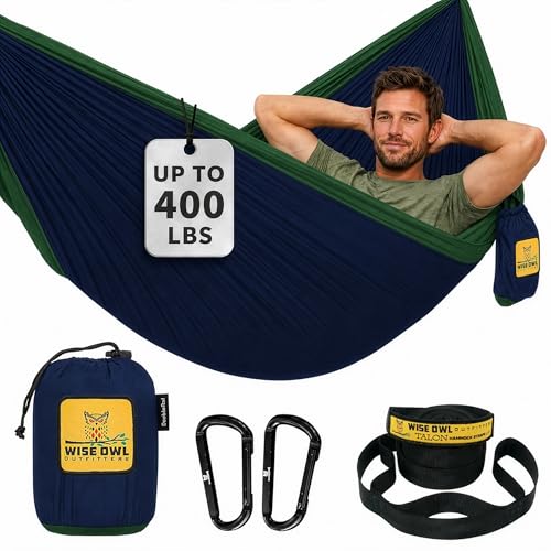 Image of Wise Owl Outfitters Camping Hammock - up to 500lbs Portable Hammock with Tree Straps - Travel, Backpacking, Hiking, Outdoors Camping Gear - Single or Double