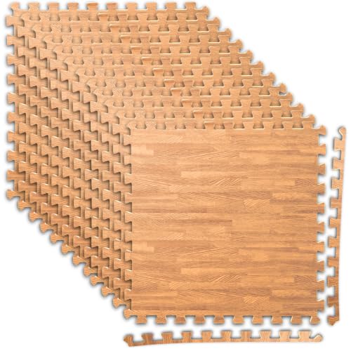 Image of Art3d 96 Sq.Ft Eva Puzzle Exercise Mats, 24 inchx24 inch x 1 /2 inch Thick Foam Interlocking Tiles for Flooring, Workout, Gym Equipments, Pack of 24, Teak