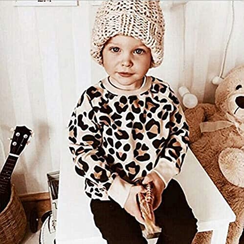 Boebnozcv Toddler Baby Girls Boy Leopard Print Sweater Long Sleeve Pullover Tops Blouse Sweatshirt Autumn Clothes (Leopard,3-4T) #TOP1