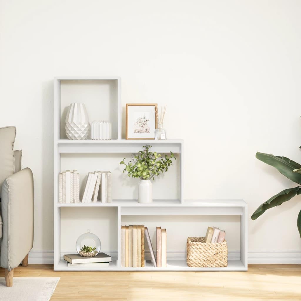 Regał na książki, 3 poziomy, biały, 123 x 29 x 123 cm, materiał drewnopochodny, uniwersalny organizer do przechowywania kostek do salonu, biura i sypialni