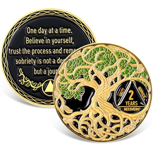 sobriety coin recovery anniversary token sobriety gifts aa chips and medallions for women mengreen2 year