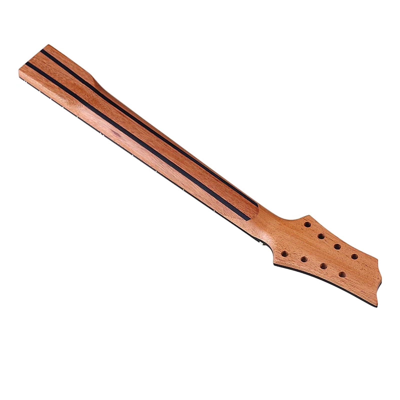 8-saitiger E-Gitarrenhals, 24 Bünde, Okoume-Holzhals, schwarzer Kopf mit doppeltem Halsstab, doppelte Rückenlinie, 7,5 cm Absatzbreite