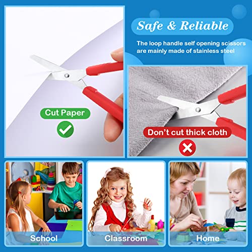 24 Pieces Mini Loop Scissors Colorful Grip Scissors Safety Kids Scissors 5.5In Adaptive Scissors For Kids Special Needs Scissors,Left Handed Scissors For Toddler Loop Handle Self Opening Scissors #TOP6