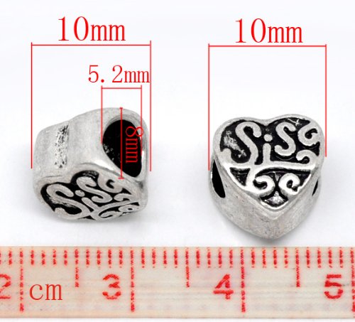 Sexy Sparkles Sis or Sister Charm Spacer Beads For Snake Chain Charm Bracelet4