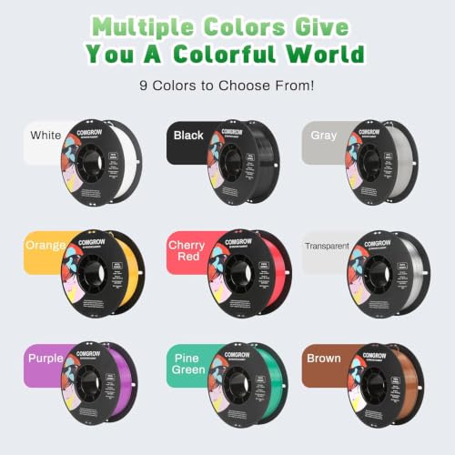 Image of Comgrow PETG 3D Printer Filament 1.75mm, High Precision and Tough 3D Printer Filament 1kg (2.2LBS), Dimensional Accuracy + /- 0.02 mm, Fit Most 3D Printers Gradient Green White
