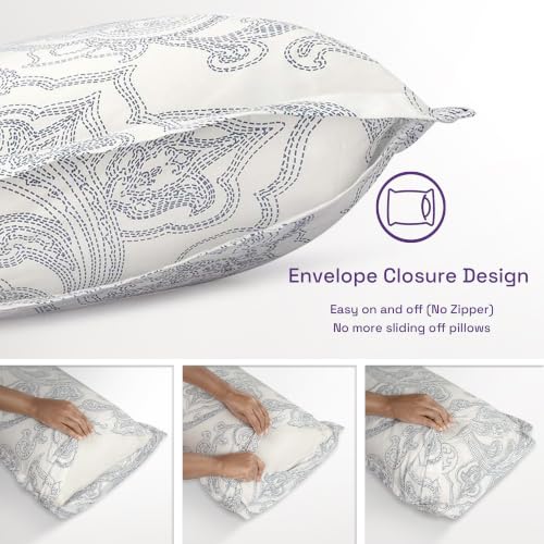 Image of Wakefit 100% Cotton Pillow Cover Set of 4 | 200 TC Soft & Breathable Pillow Cases | King Size 19 x 36 Inch | Skin Friendly, Durable & Gentle Machine Washable | Paisely