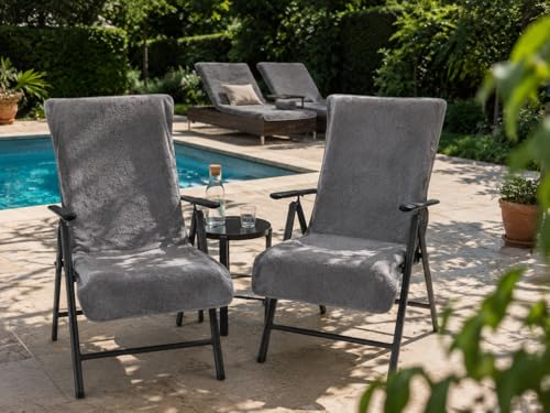 Brandsseller Frottee-Schonbezug für Gartenstuhl und Gartenliege sowie als Strandliegenauflage - aus 100% Baumwolle - ca. 65 x 130 cm - Anthrazit