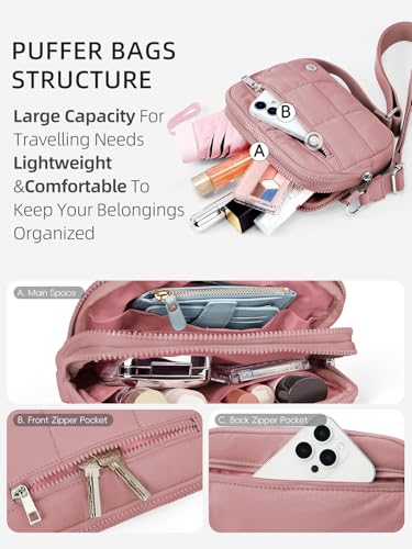Image of WESTBRONCO Small Crossbody Bags for Women Nylon with Adjustable Strap, Zipper Crossbody Purse, 1L Shoulder Bag for Travel