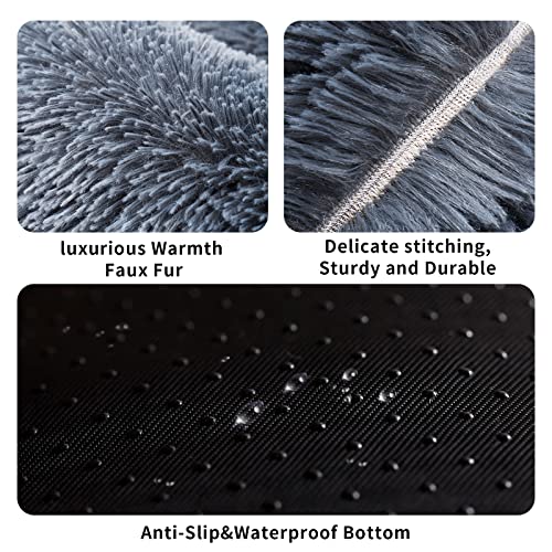 Calming Dog Bed For Large Dogs, Anti Anxiety Donut Dog Bed, Round Dog Bed, Plush Faux Fur Dog Bed, Fluffy Dog Bed, Soft Cozy Pet Bed, Machine Washable, 36X36Inch Darkgrey #TOP4