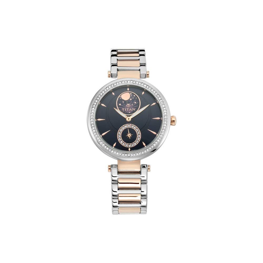 Titan Stellar Blue Dial Moonphase Stainless Steel Strap Analog Watch for Women-Ns95085Km01 (B07Y68W5M6) Amazon Price History, Amazon Price Tracker