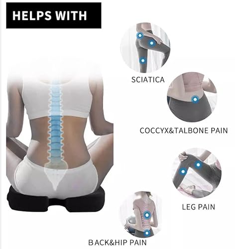 Comfort4U Orthopedic Memory Foam Seat Cushion For Car Seat - Office Chair - Gaming Chair - Boat Seat - Tailbone Cushion - Coccyx Cushion - Sciatica Pillow For Sitting (Red, Velvet) #TOP3