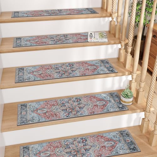 OJIA Non-Slip Stair Treads for Wooden Steps 30"x8" Indoor Stair Runner 15PCS Residue-Free Rubber Backed Carpet Stair Treads Staircase Step Treads Soft Stair Rugs Mats for Kids and Dogs by OJIA - Image 6