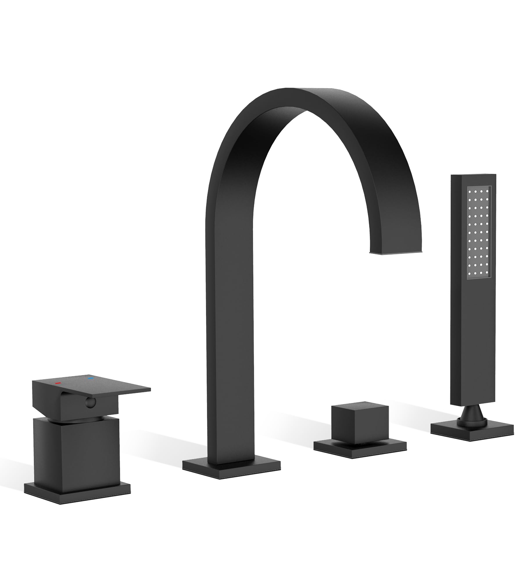 Robinet de baignoire cascade haut de gamme noir mat avec douchette minimaliste