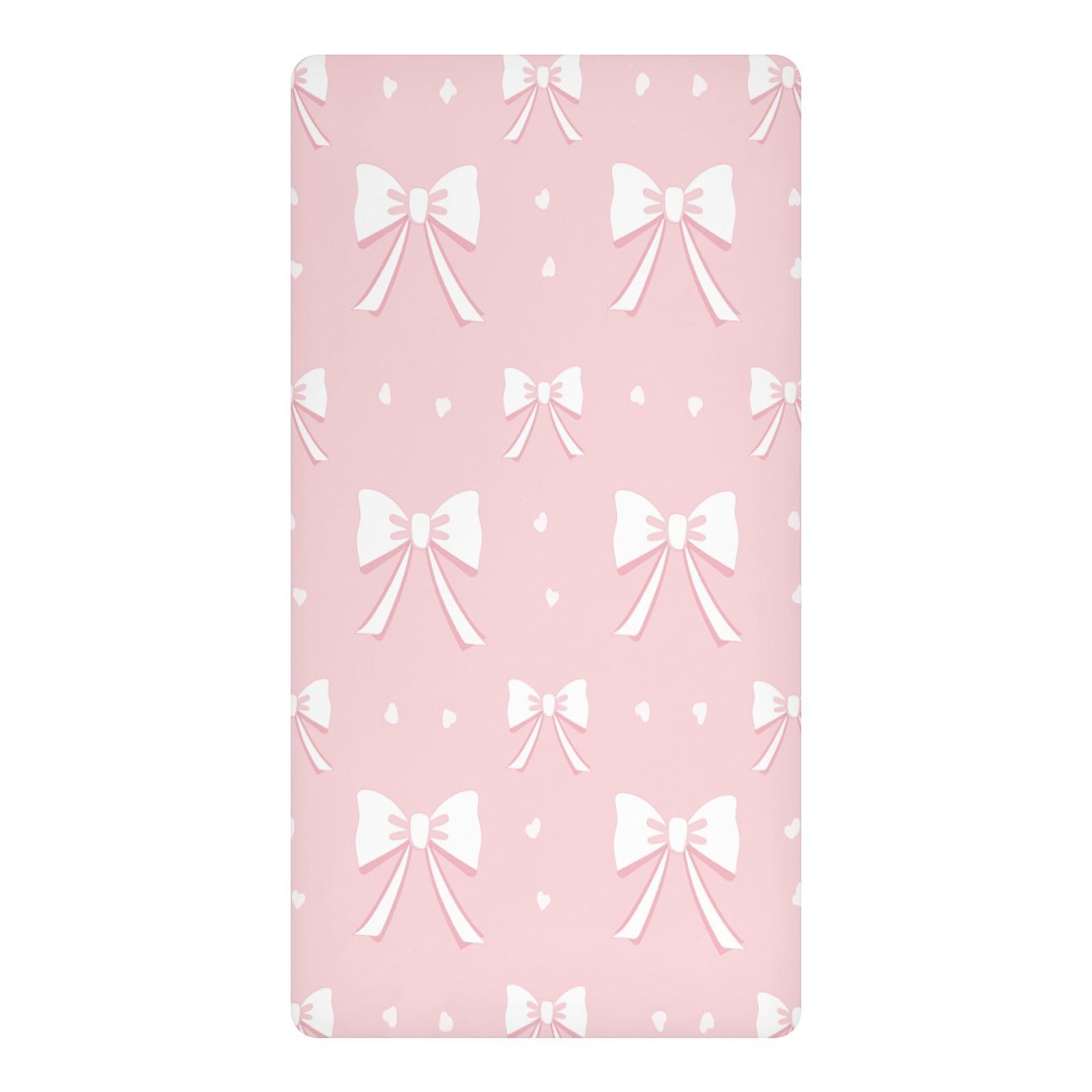 JiangGgen Bow Baby Crib Sheet Soft Breathable for Standard Crib-M