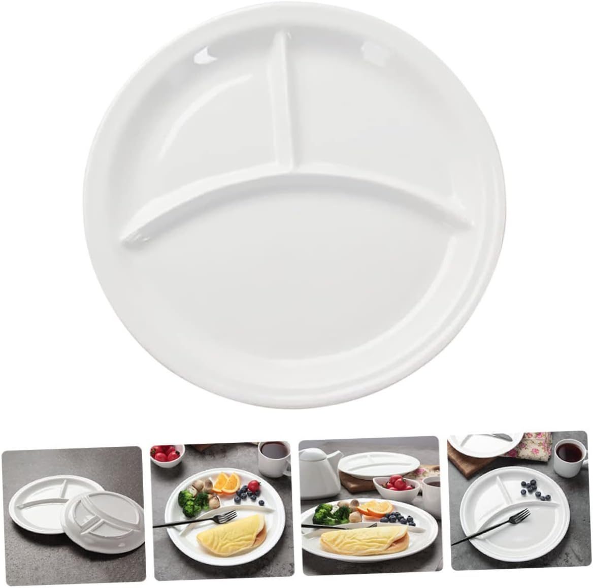 Alipis 1pc Ceramic Divided Food Tray for Breakfast and Lunch Meal Storage Plate Lightweight Portable Easy to Clean for Boys and Girls and Cafeterias