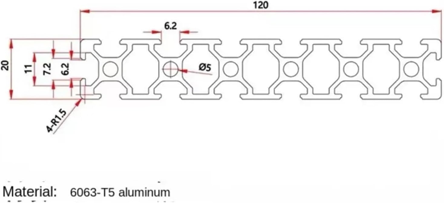 1pc EU20120 T-Slot Aluminum Profile Anodized Extruded Profile 3D Printing Frame Panel Slide Workbench(330mm)