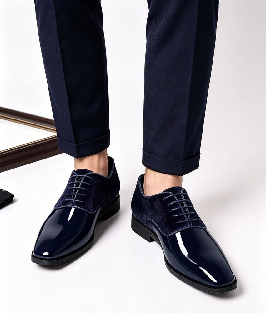 Scarpe Eleganti Uomo Oxford Scarpe da Smoking Stringate A Punta Classiche per Matrimonio Cerimonia Business
