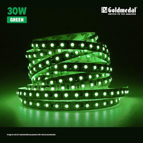 Image of Goldmedal Cripton 4040 30W IP20 5 Meter LED Strip Light for Home Decoration | False Ceiling Light | Decor Lights | Indoor Application | 60 LEDs Per Meter |(Green)-Pack of 2