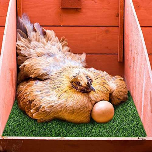 6 Pcs Artificial Grass Rug,Chicken Nesting Pads Carpet for Chicken Bedding Nesting Box Pads, 12\"x12\" Washable Synthetic Grass Pads for Chicken Coop Laying Box for Laying Eggs, Sturdy, Reusable - Thumbnail 3